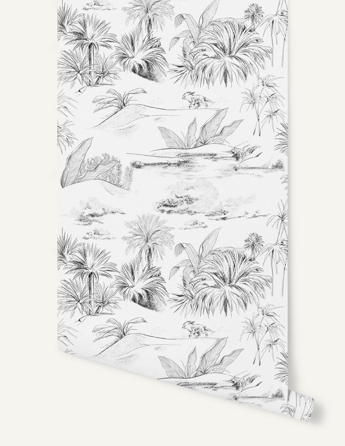 Tapet oasis toile de jouy, noir, 1.5mp / rola, papermint 